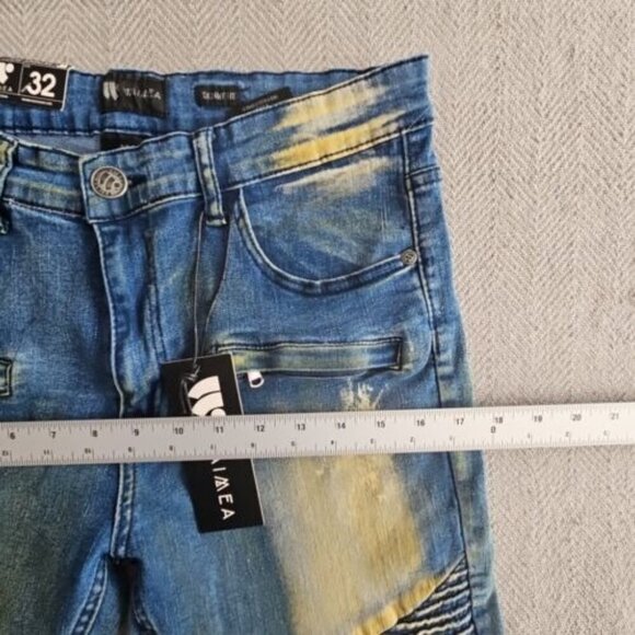 Waimea Jeans Men's Size W32 L32 Slim Fit Light Blue Moto Biker Y2K Style M4249DF - Picture 16 of 16